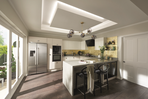 Image of a modern kitchen design in an open layout.