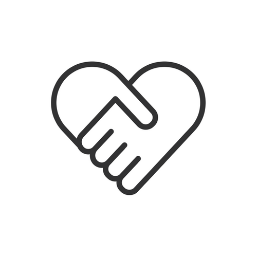 Interlocked hands forming a heart icon