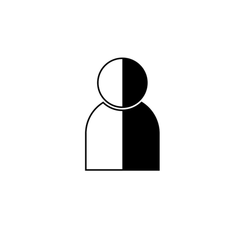 Person icon divided vertically black and white
