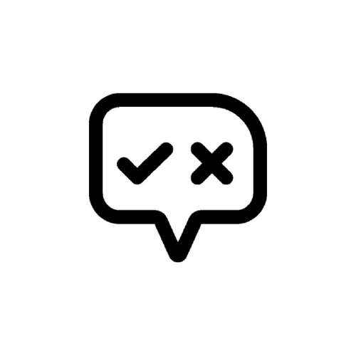 Speech bubble with check and x
