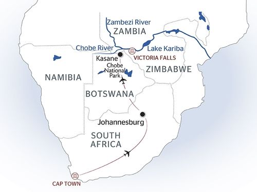 South Africa and Cape of Good Hope cruise map