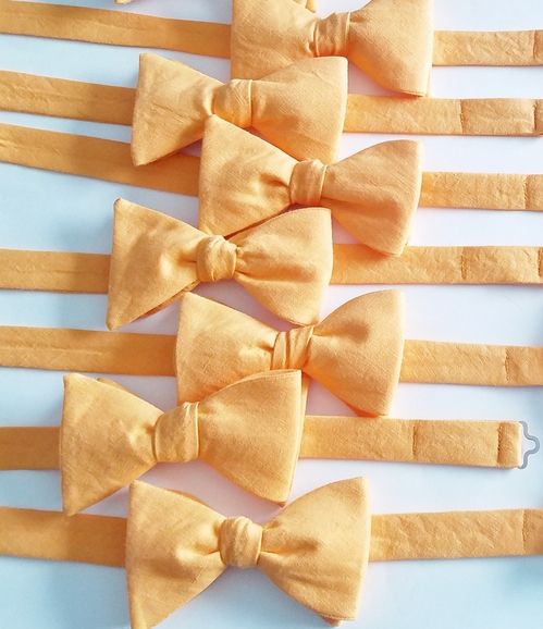ORANGE LINEN BOW TIES