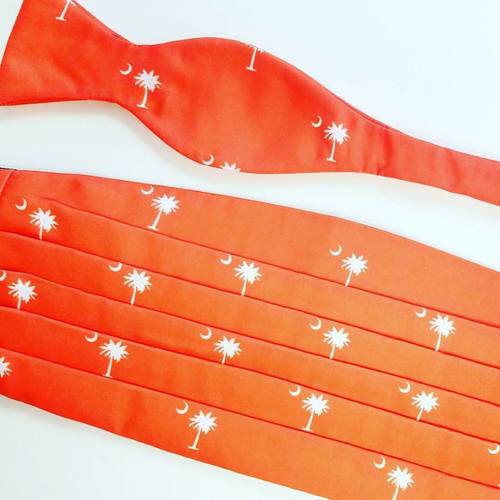 orange with palmetto trees cummerbund set