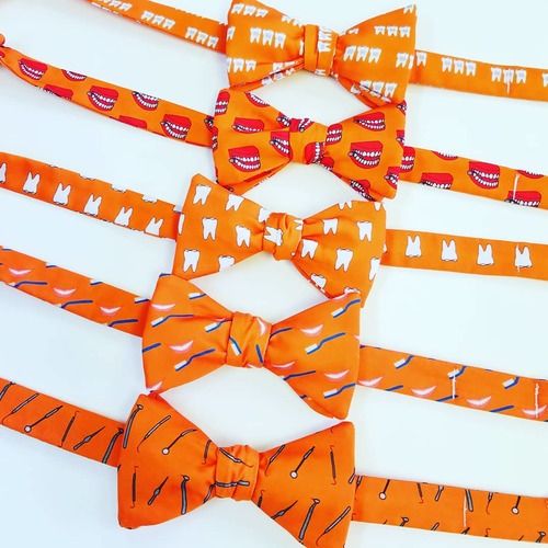 orange dental themed bow ties