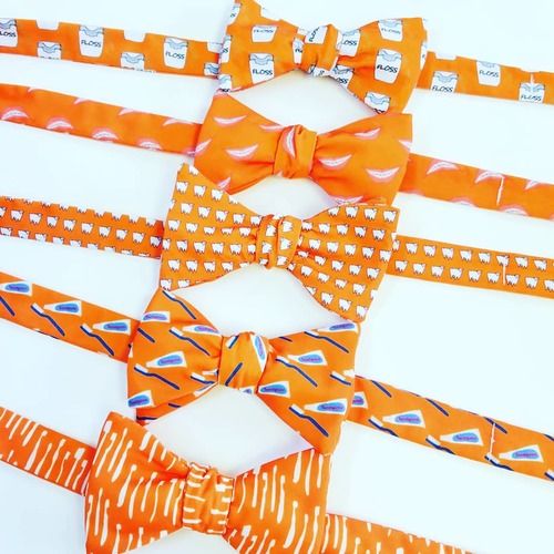 orange dental themed bow ties