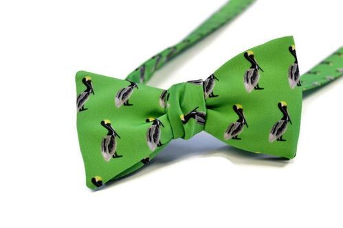 green pelican bow tie